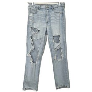 American Eagle Stretch Mom Jean Light Wash Destroyed Size 12 Regular
